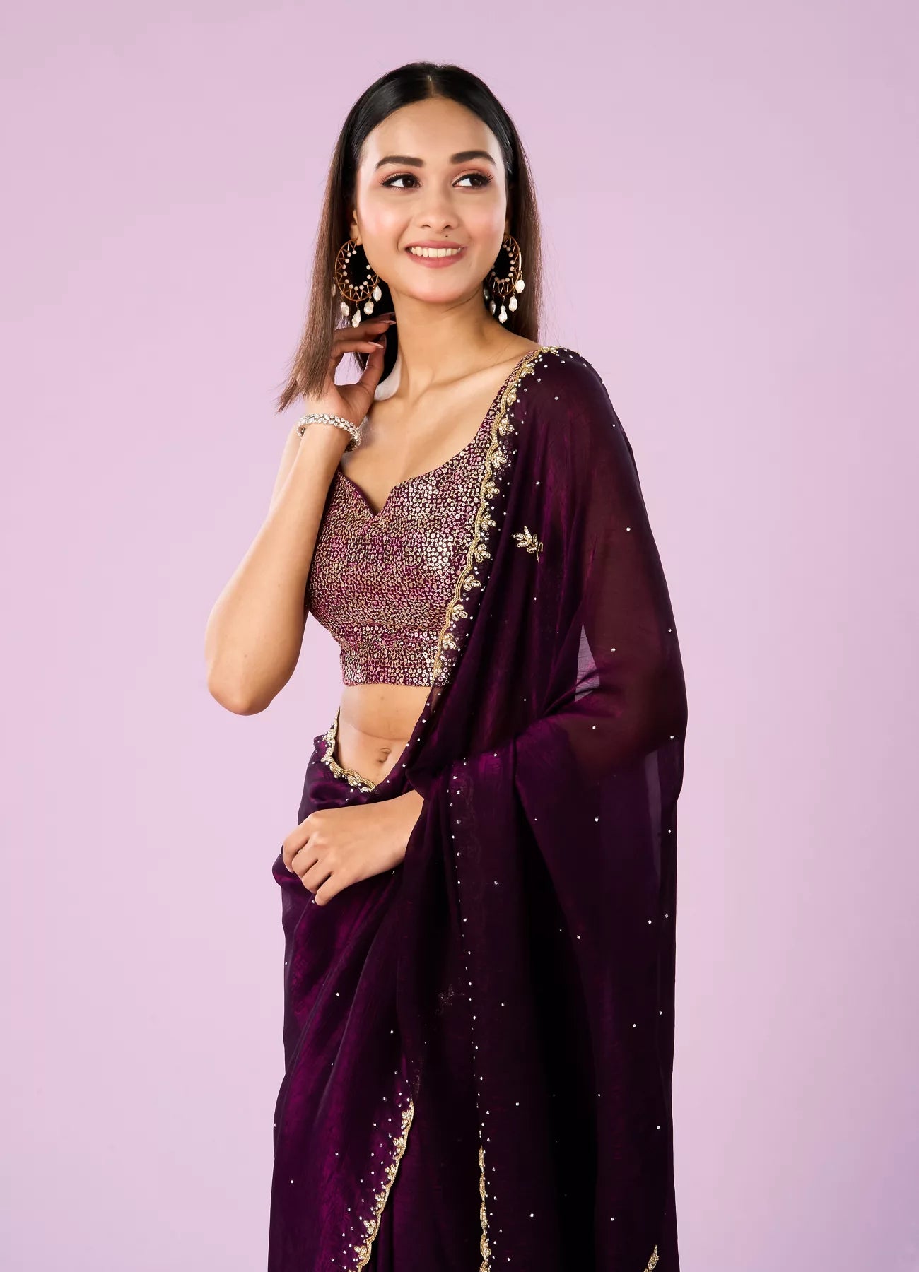 Wine Elegance Saree