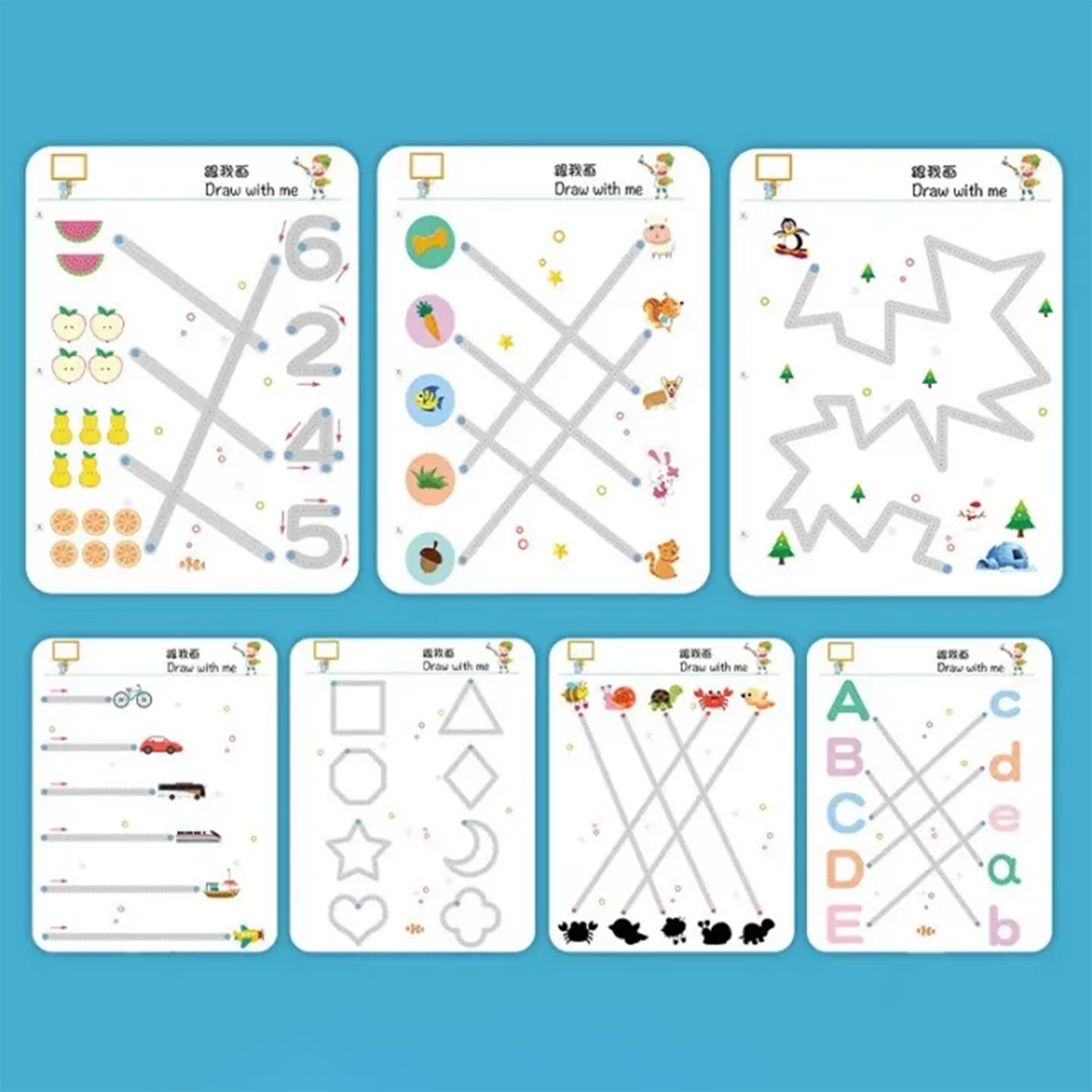 68 Pages Reusable Tracing Line book