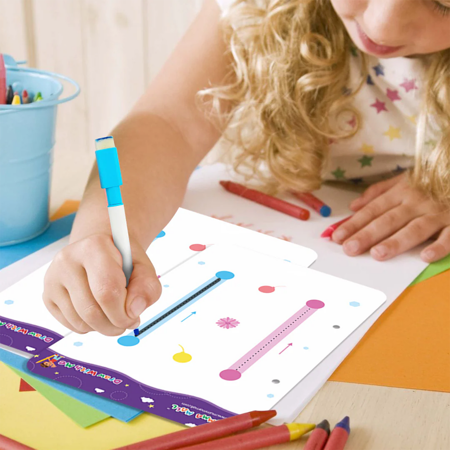 68 Pages Reusable Tracing Line book