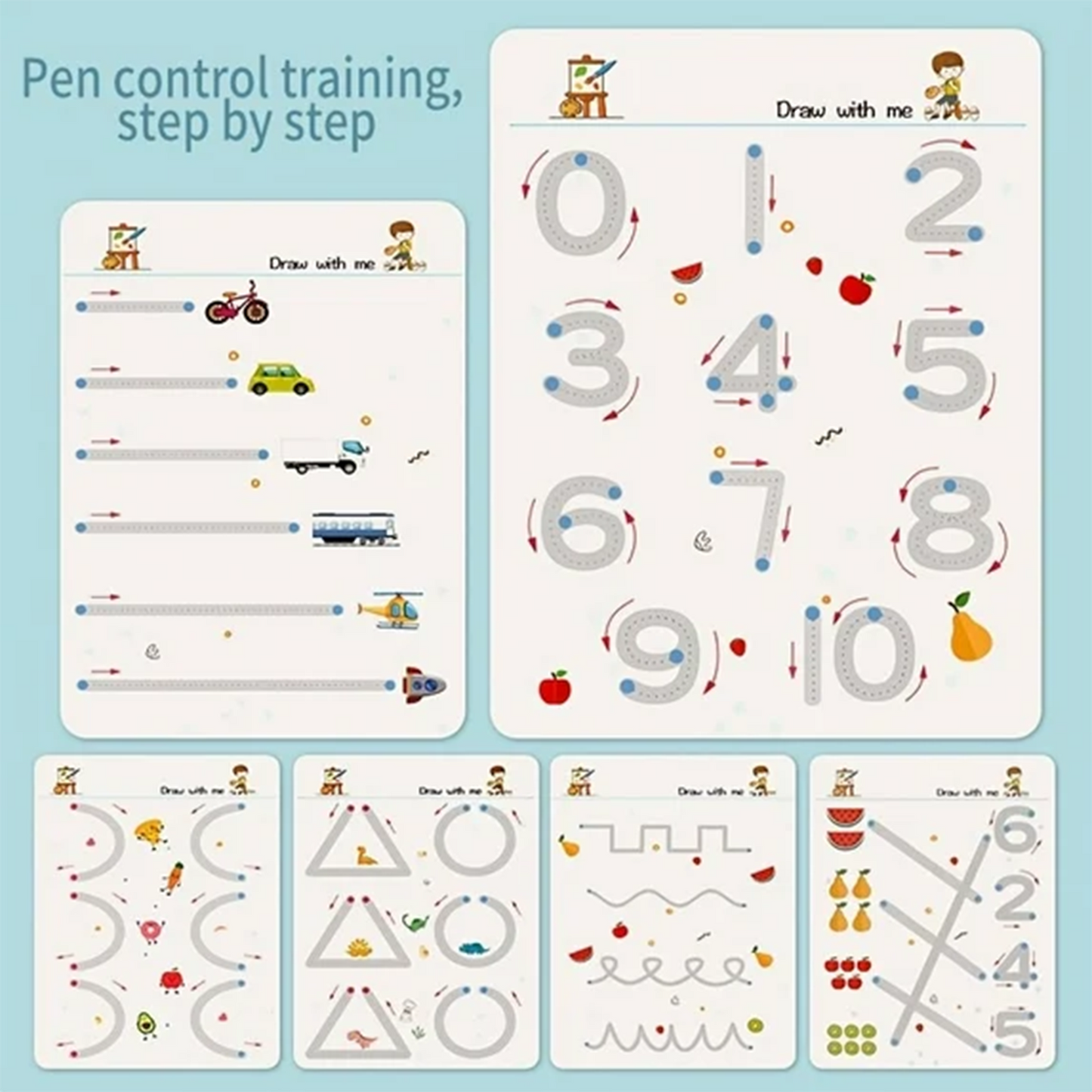 68 Pages Reusable Tracing Line book
