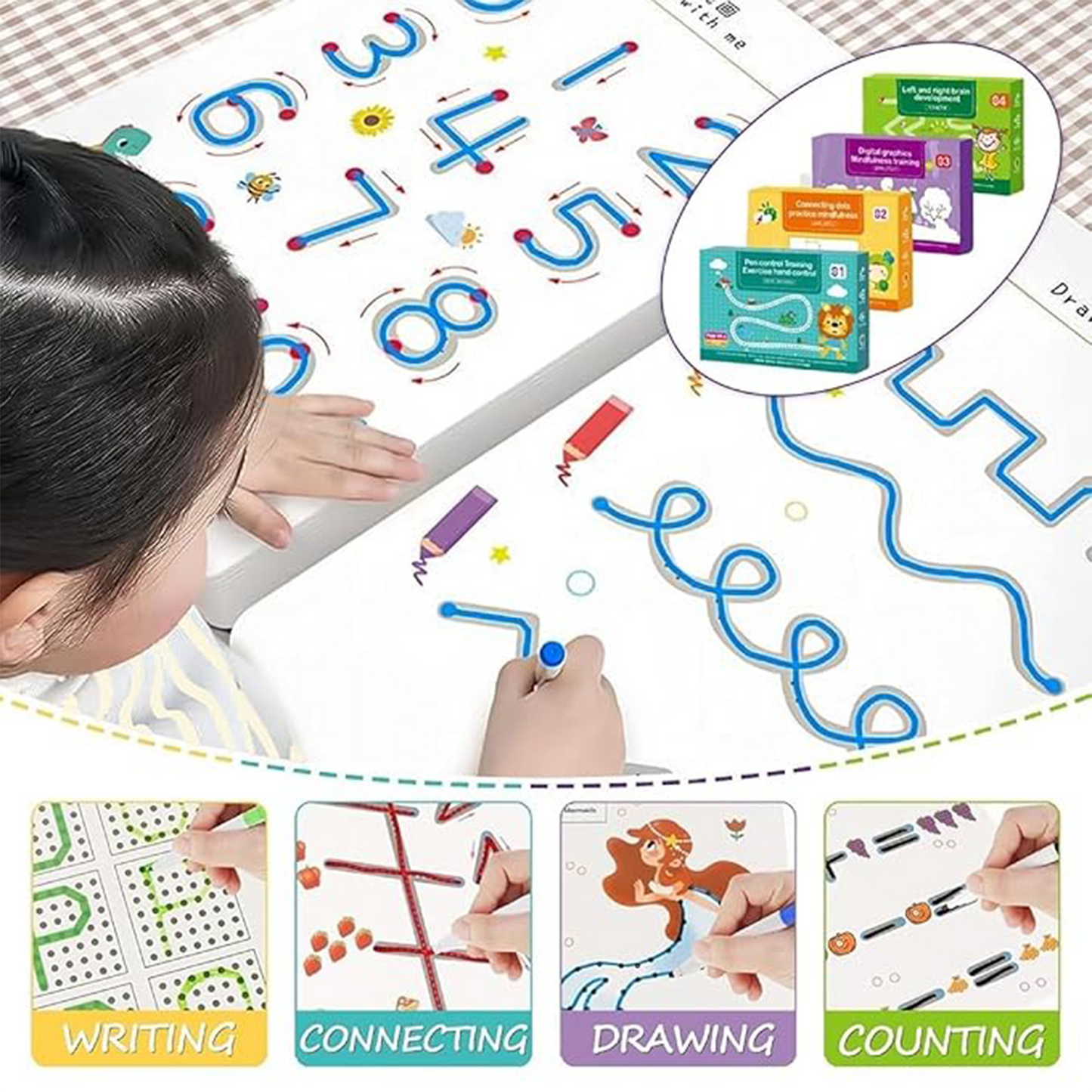 68 Pages Reusable Tracing Line book
