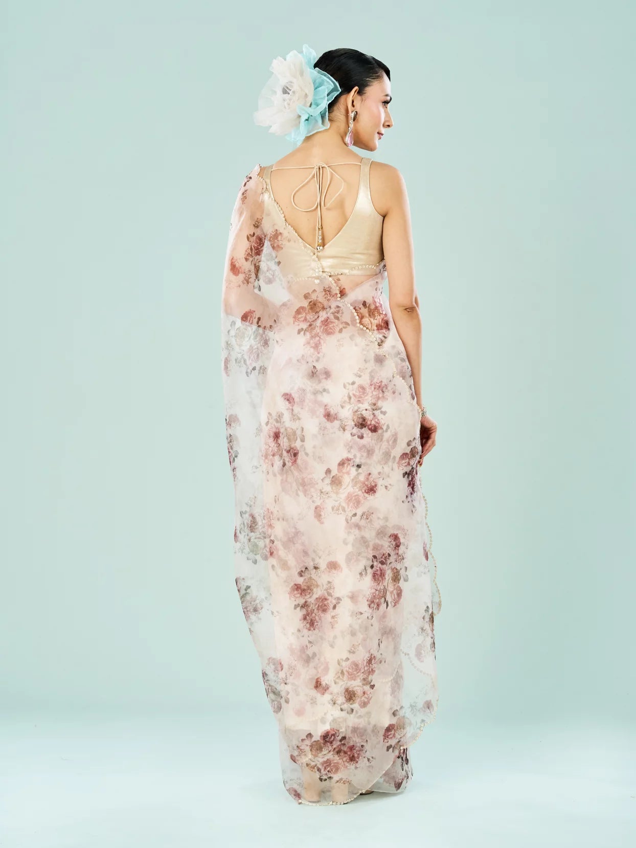 Organza Cream Radiance Saree