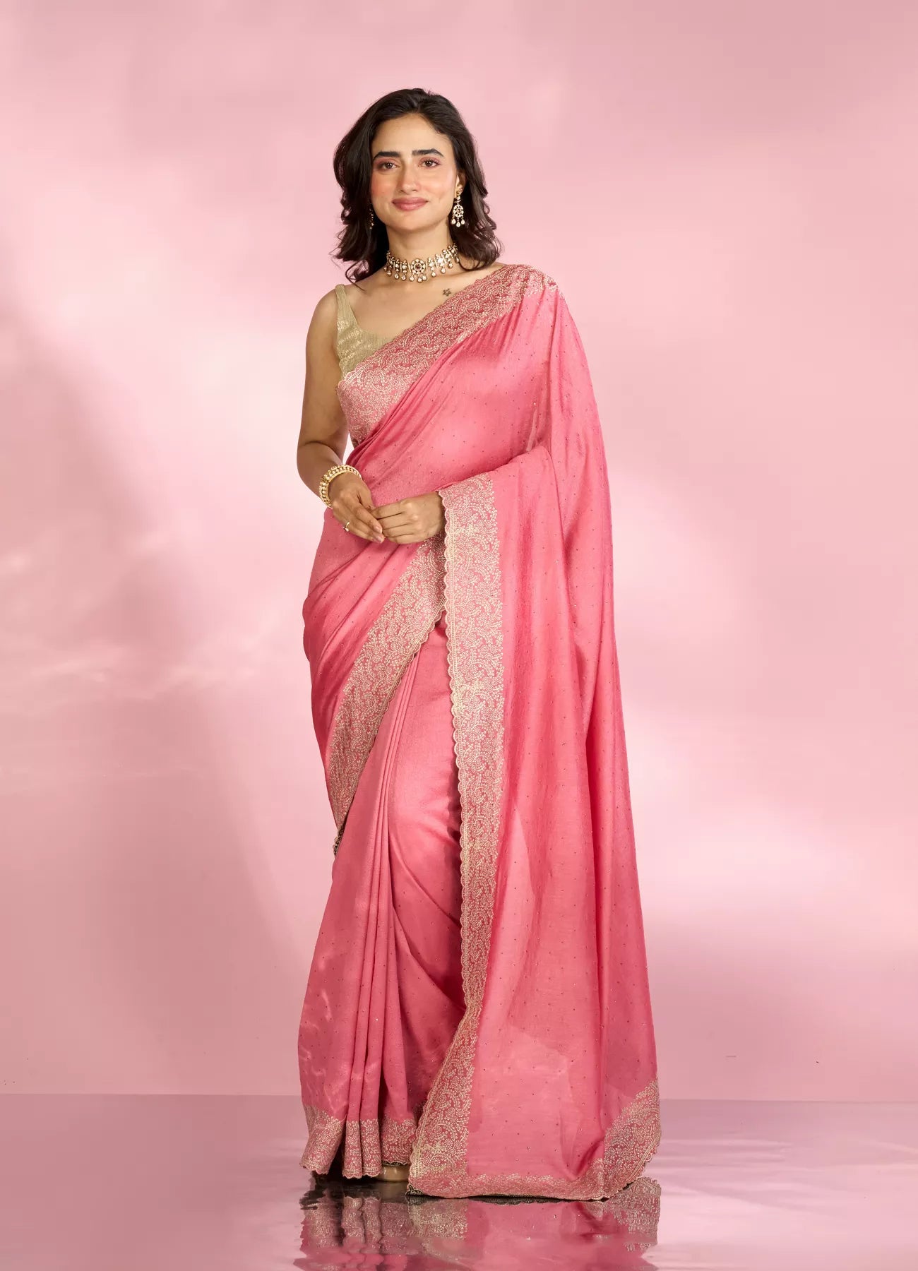 Enthralling Pink Elegance Saree