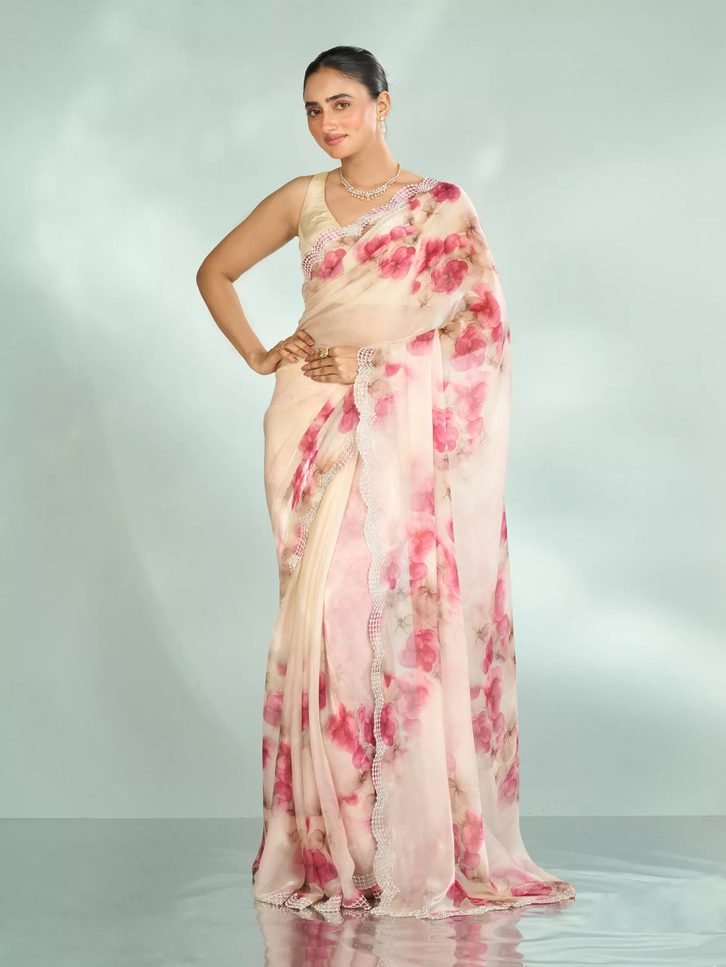 Elegant Pink Organza Saree Collection