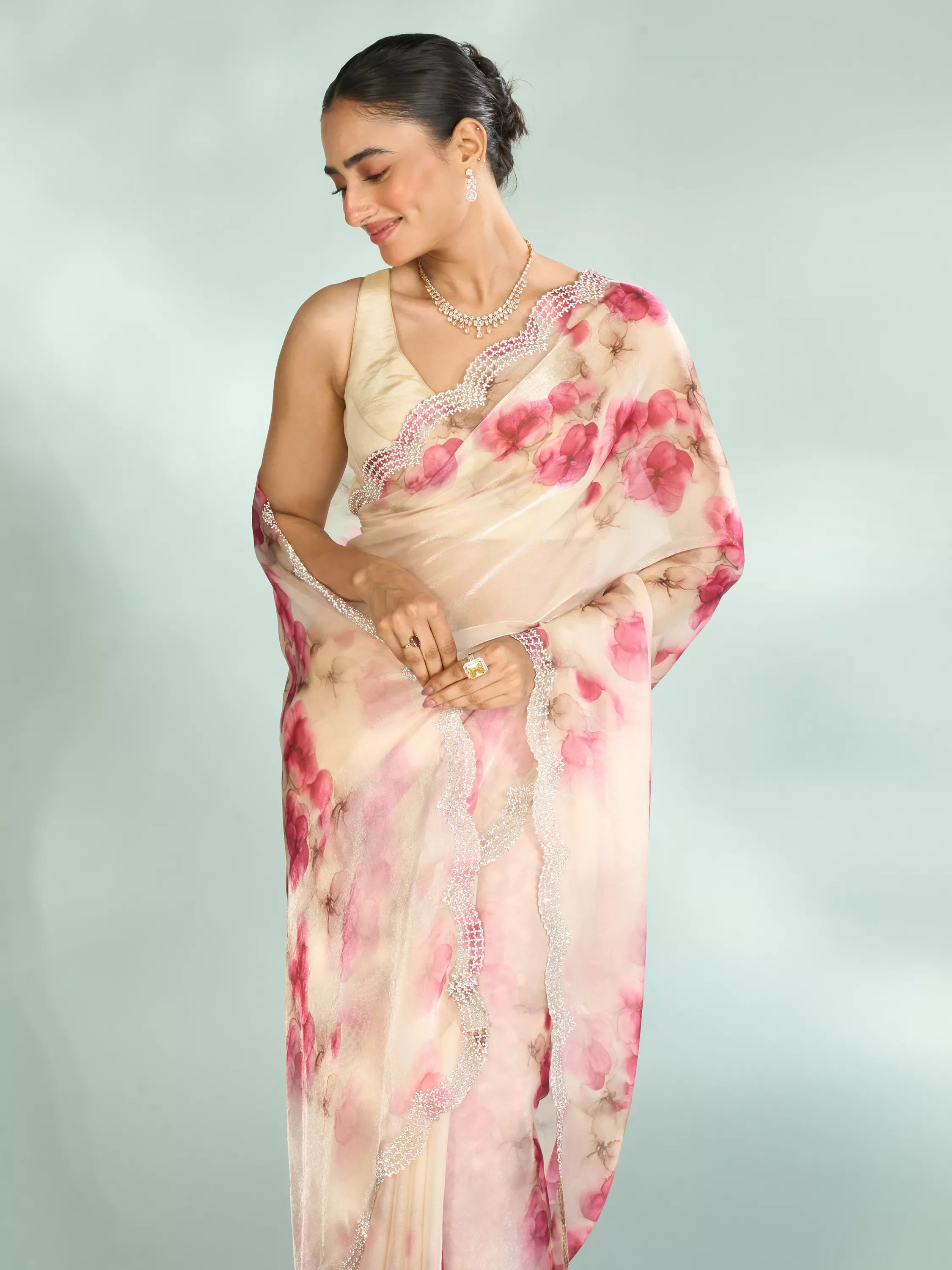 Elegant Pink Organza Saree Collection