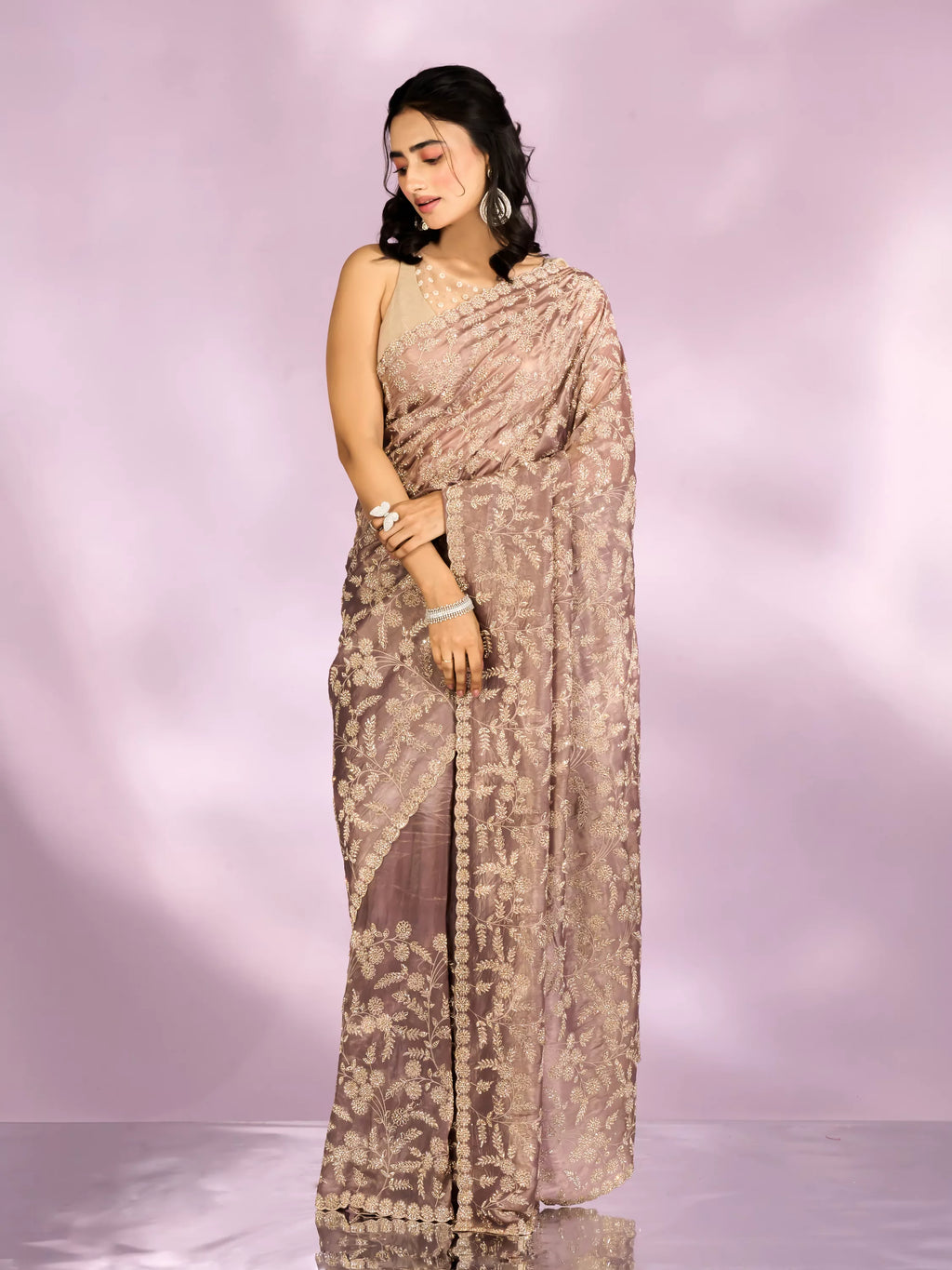Fawn Enchanted Allure Saree