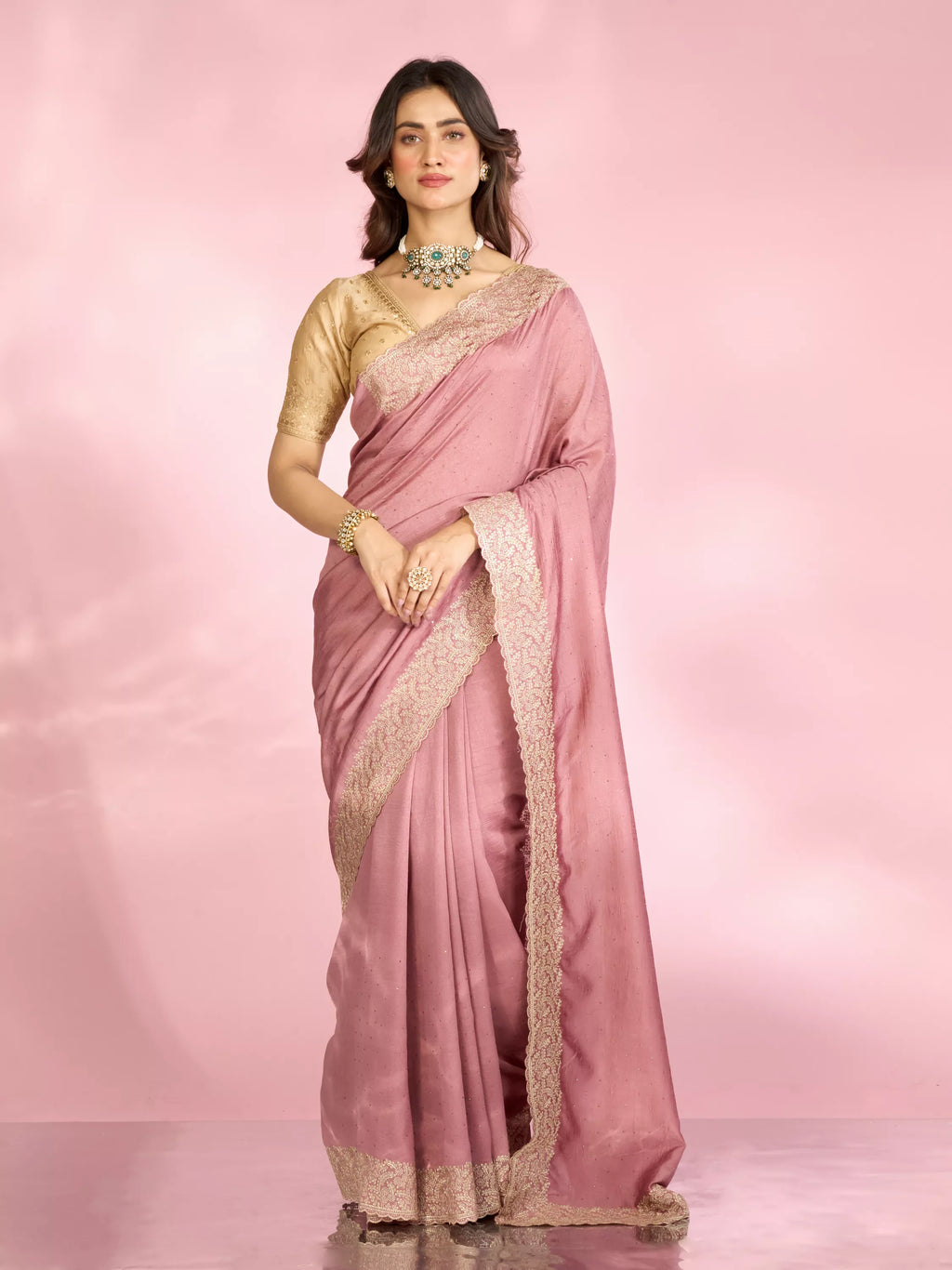 Dusty Pink Festive Saree