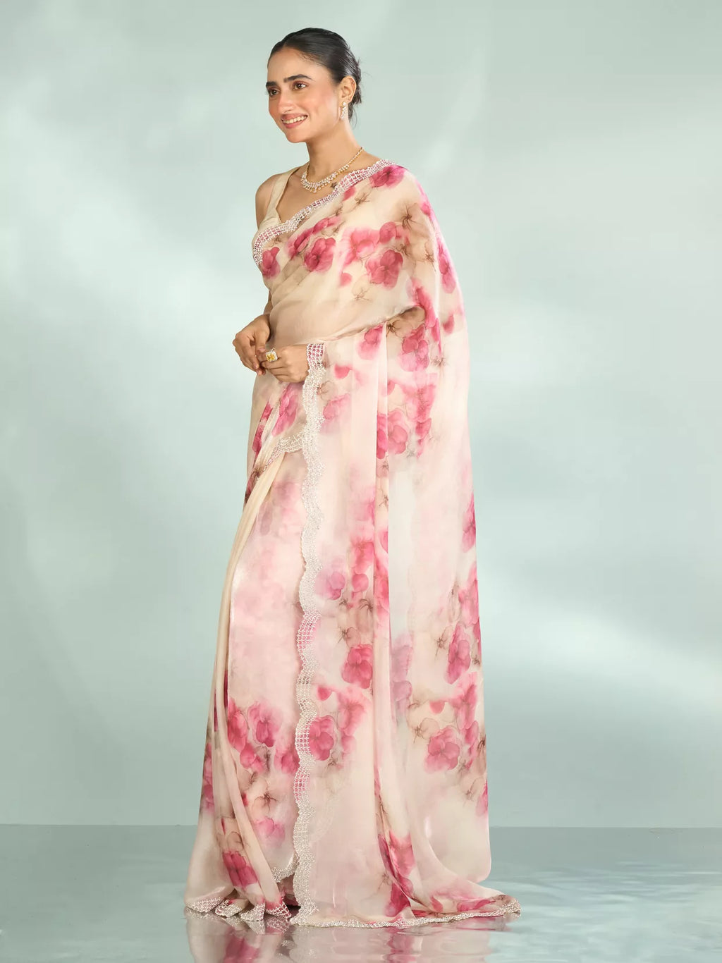 Elegant Pink Organza Saree Collection