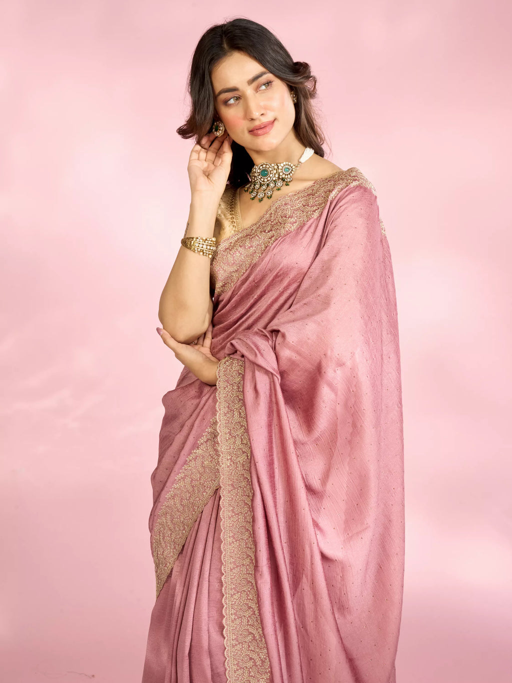 Dusty Pink Festive Saree