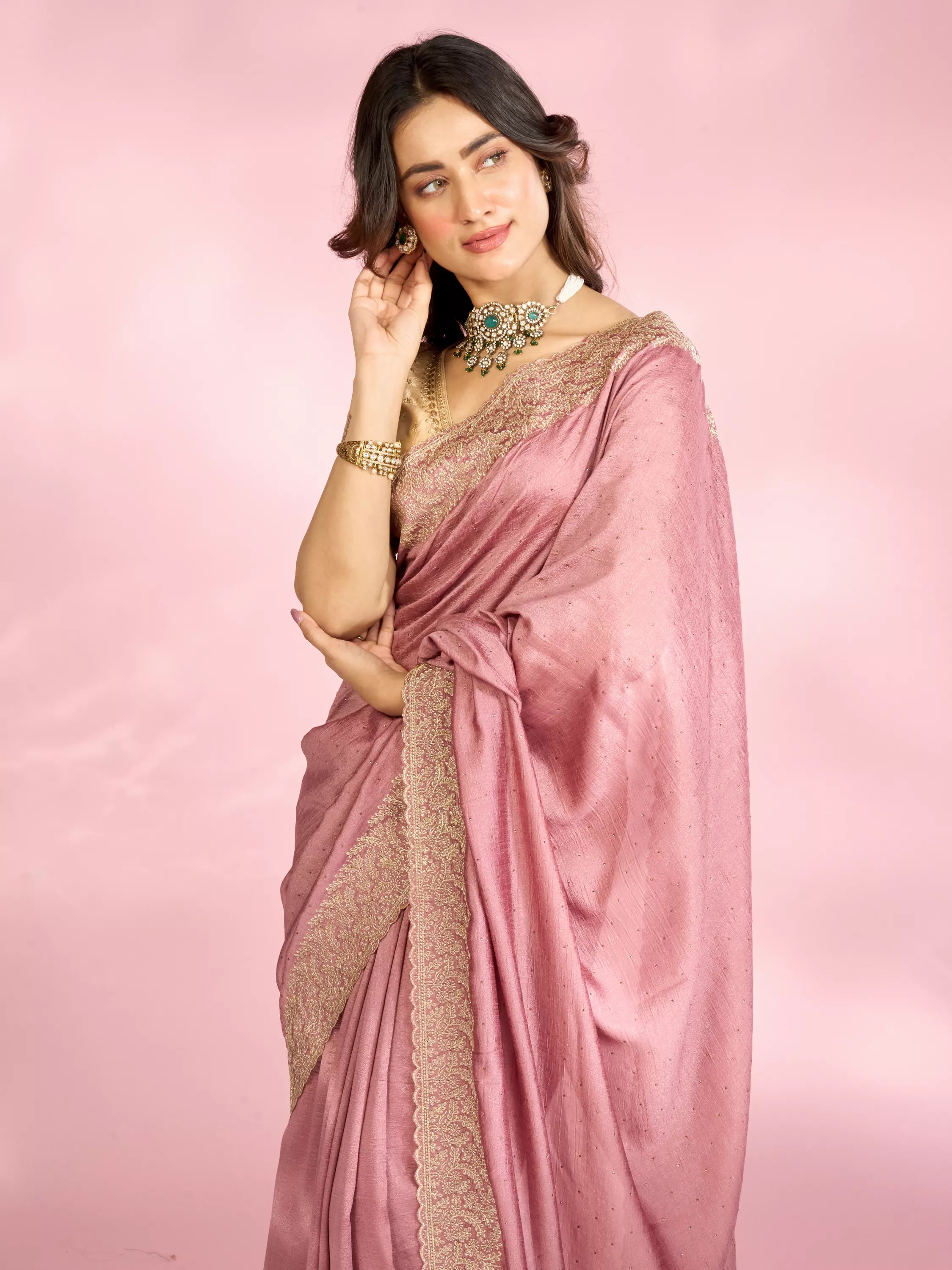 Dusty Pink Festive Saree