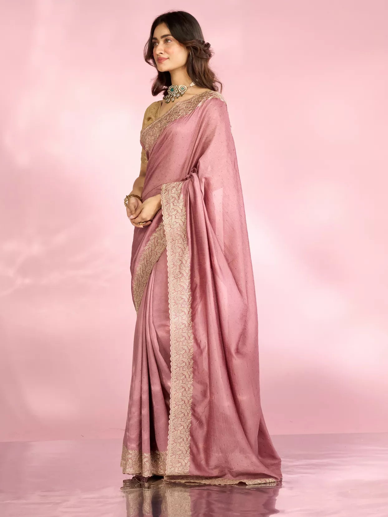 Dusty Pink Festive Saree