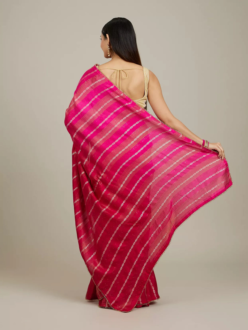 Rani Pink Bel Buti Patterned Saree