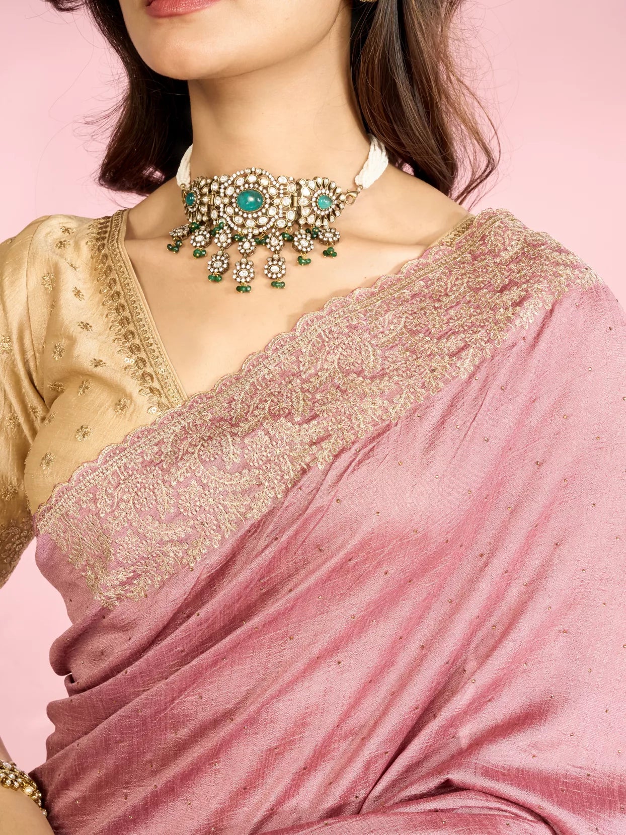 Dusty Pink Festive Saree