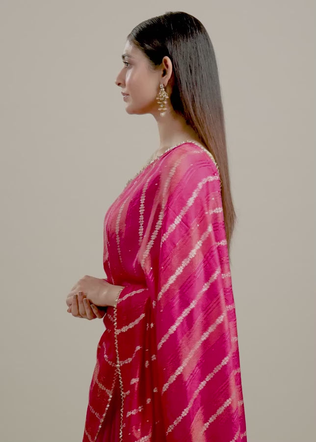 Rani Pink Bel Buti Patterned Saree