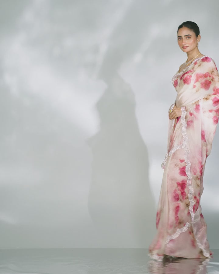 Elegant Pink Organza Saree Collection