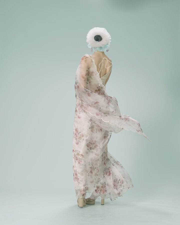 Organza Cream Radiance Saree