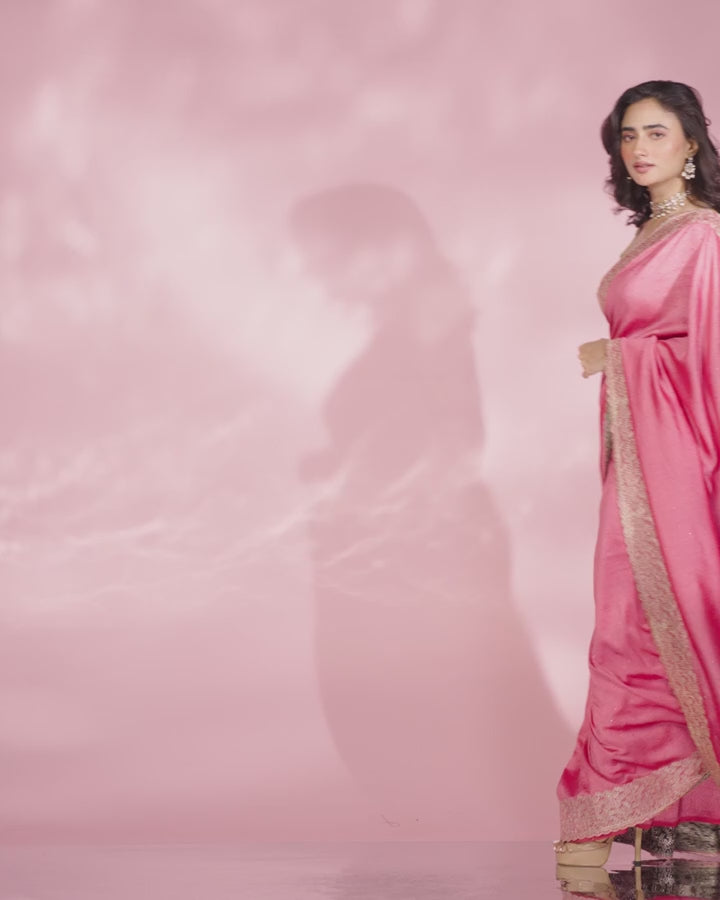 Enthralling Pink Elegance Saree