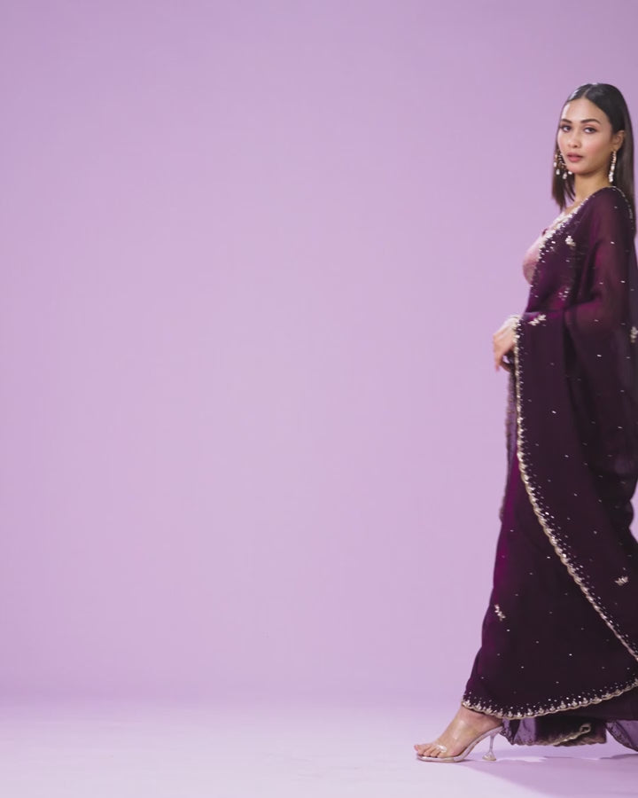 Wine Elegance Saree